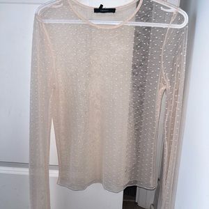 FOREVER 21
Pink overlay mesh long sleeve top with dot detailing